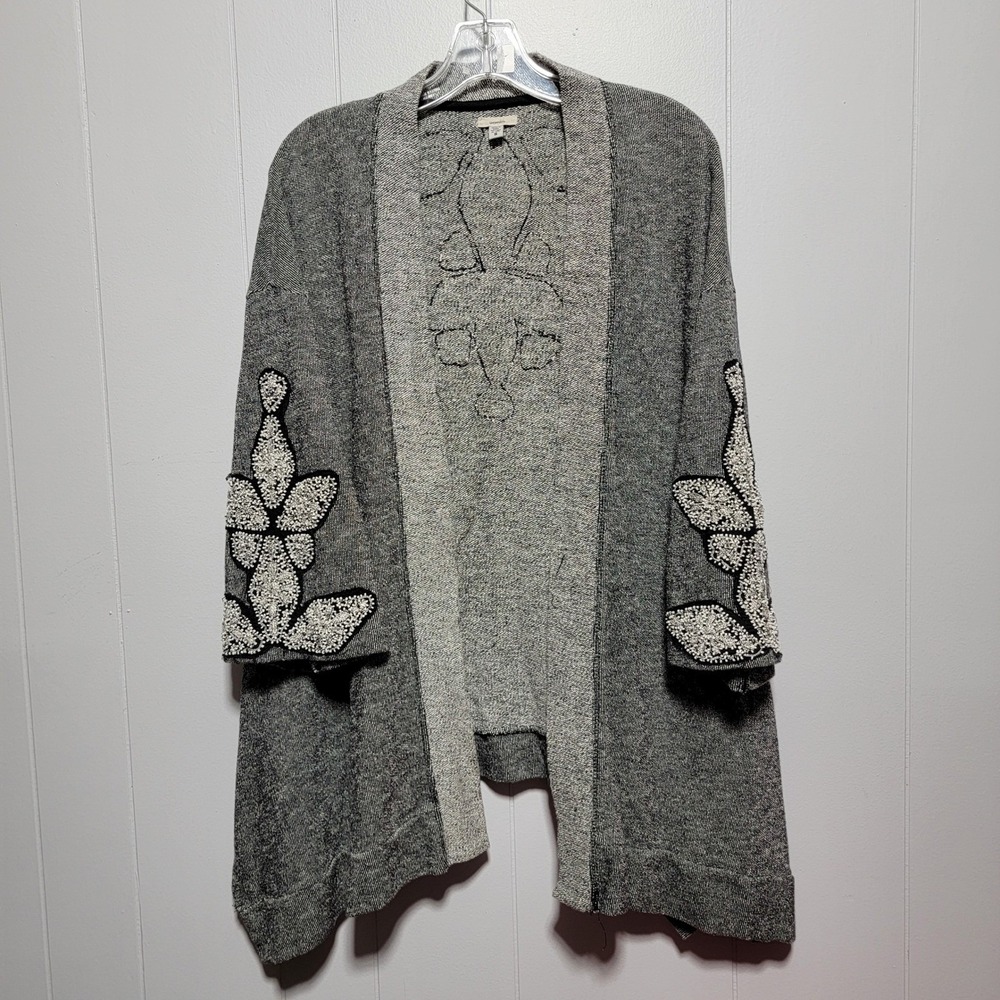 Ecote Gray Embellished Open Front Cardigan Sweater‎ Women's Size S